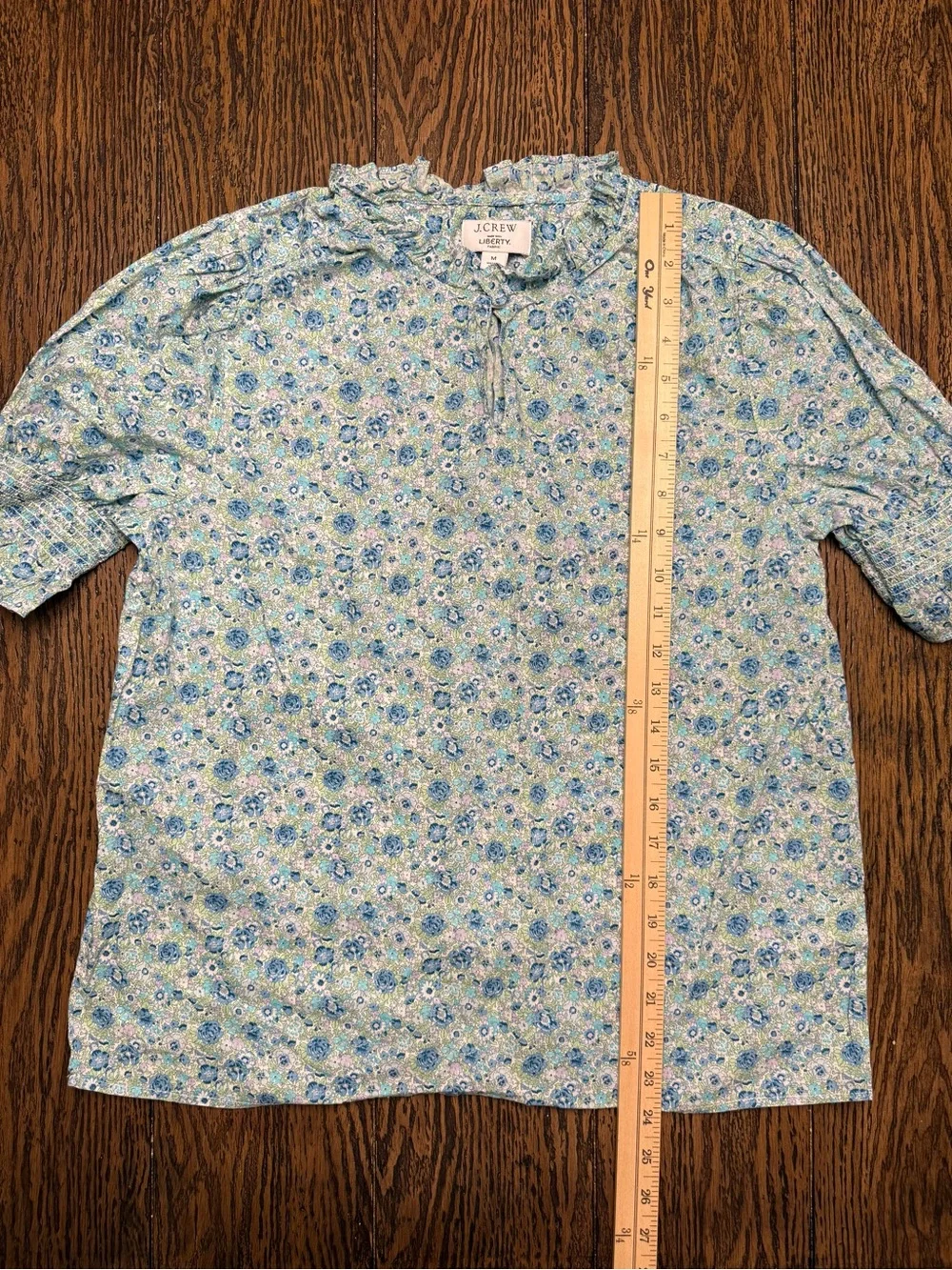 J Crew Liberty Fabric 100% Cotton Smocked Floral Puff Sleeve Blouse, Size M